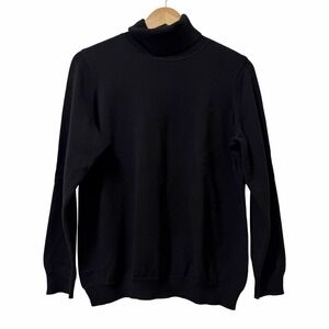 Lauren Ralph Lauren Womens Ribbed Turtleneck Sweater Size 1X Black Preppy Casual